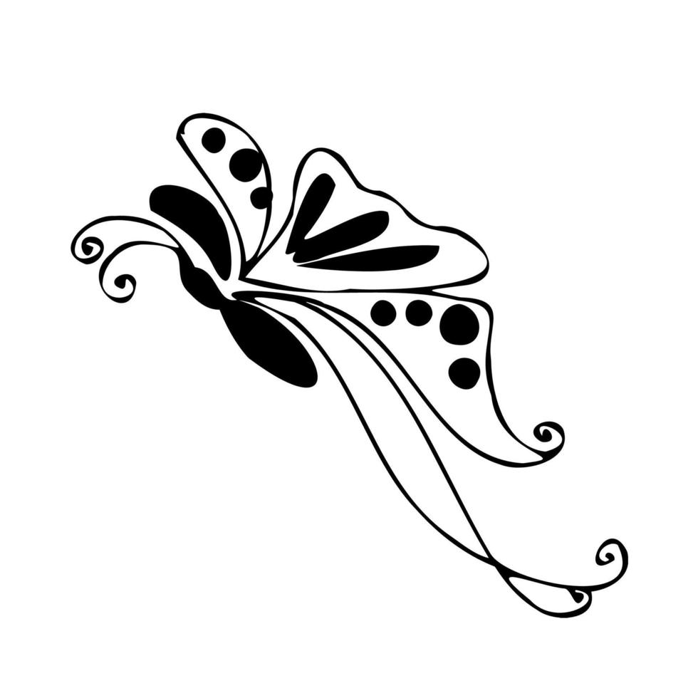 insectos libélula y mariposa estilo .doodle. icono del logotipo. vector