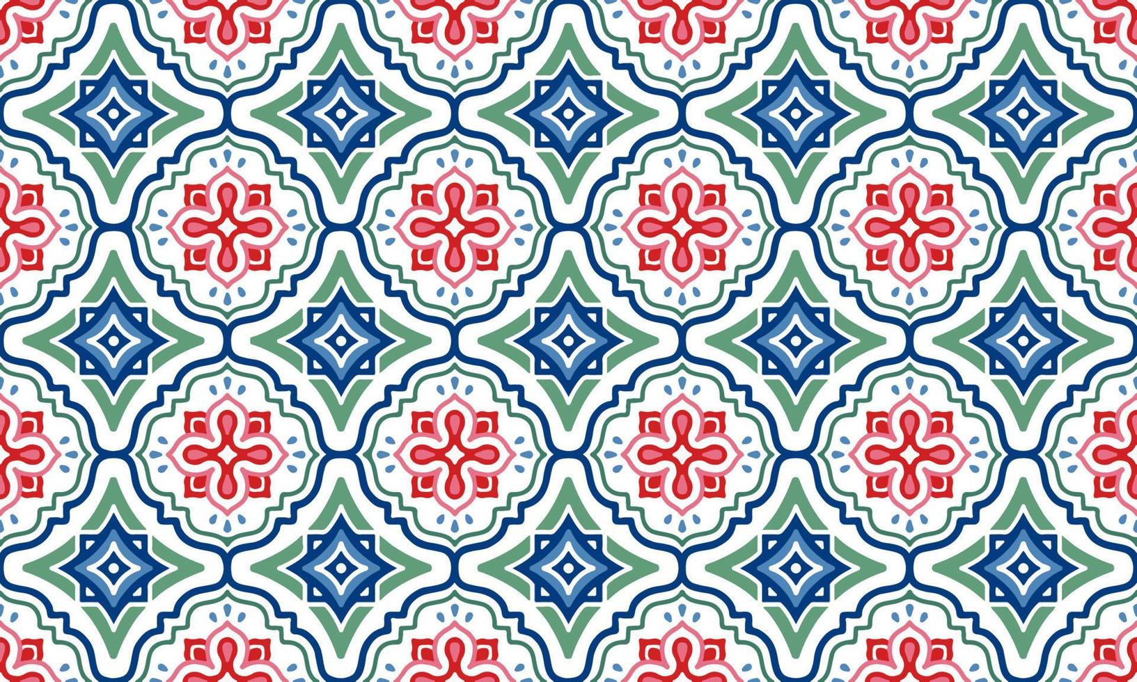 Ethnic Abstract Background cute green blue red geometric tribal ikat folk Motif Arabic oriental native pattern traditional design carpet wallpaper clothing fabric wrapping print batik folk knit vector