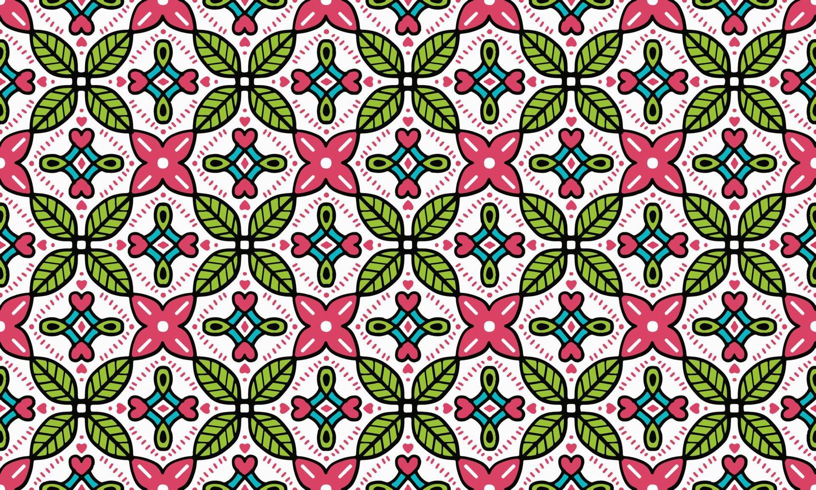 Abstract cute color flower leaf Motif geometric tribal ethnic ikat folklore  oriental native pattern traditional design for background,carpet,wallpaper,clothing,fabric,wrapping,print,stripe vector