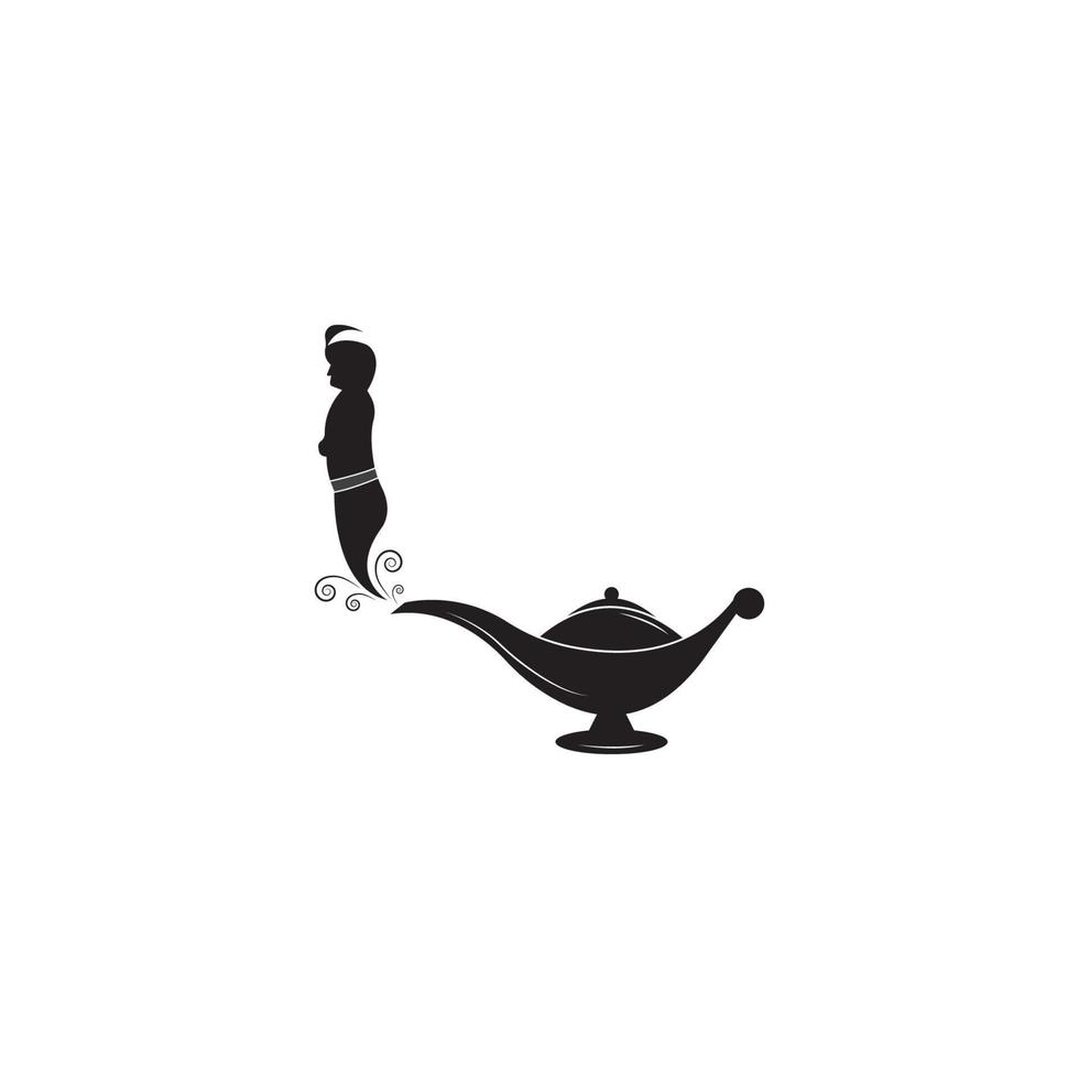 Genie magic lamp logo vector