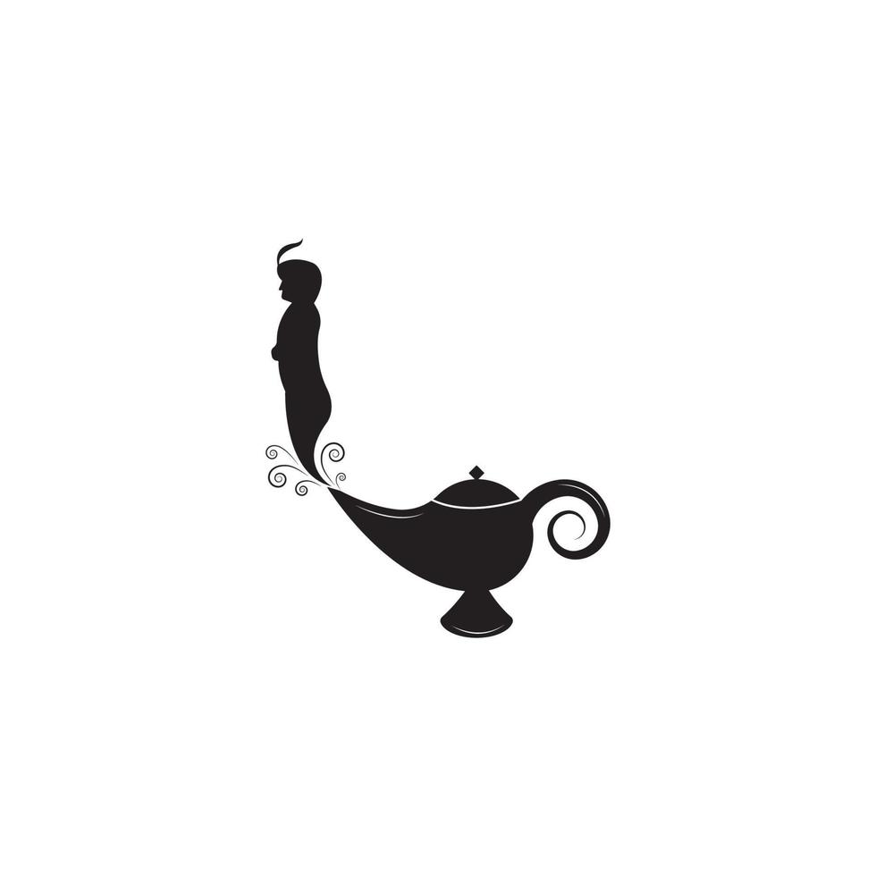 Genie magic lamp logo vector