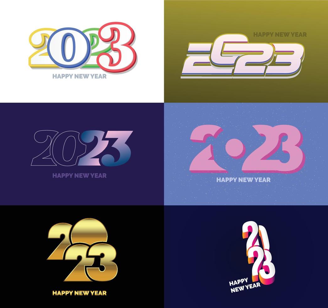 gran conjunto de 2023 feliz año nuevo diseño de texto de logotipo plantilla de diseño de número 2023 vector