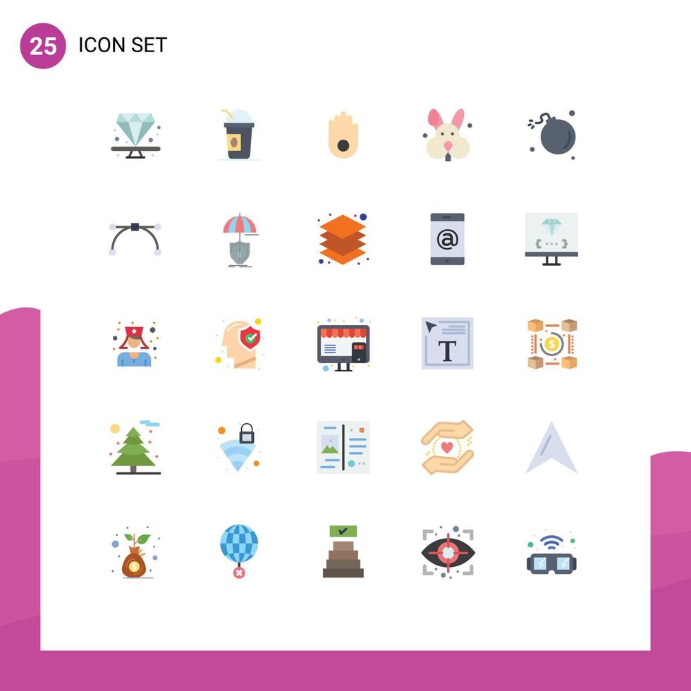 Set of 25 Modern UI Icons Symbols Signs for meteor comet gesture bomb easter Editable Vector Design Elements