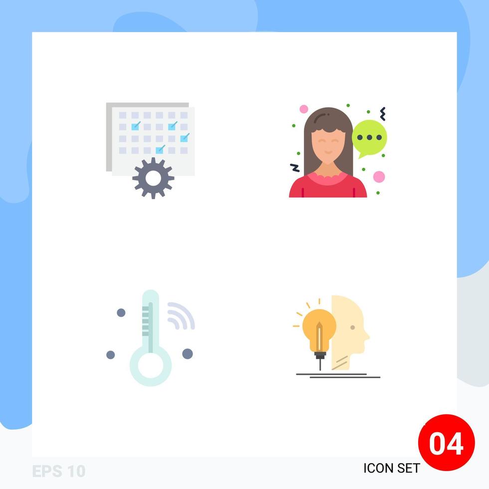 User Interface Pack of 4 Basic Flat Icons of event iot schedule communication thermometer Editable Vector Design Elements