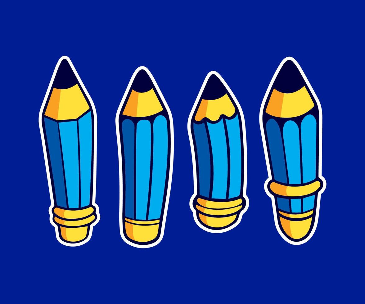 Set of wooden pencil cartoon vector illustration