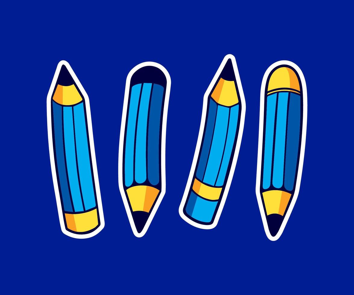 Set of wooden pencil cartoon vector illustration