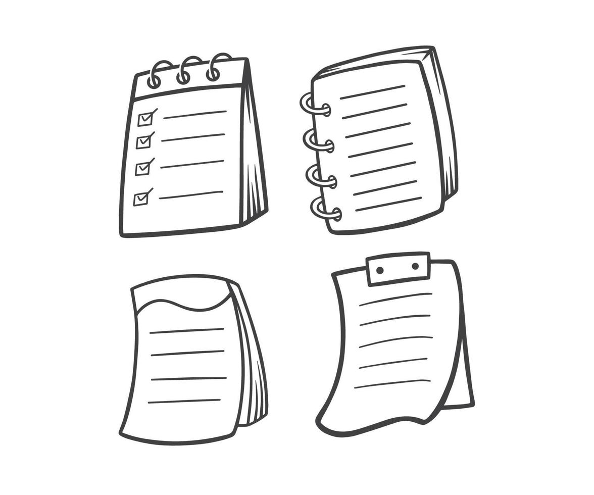 Notebook set with hand drawn sketch and outline style vector