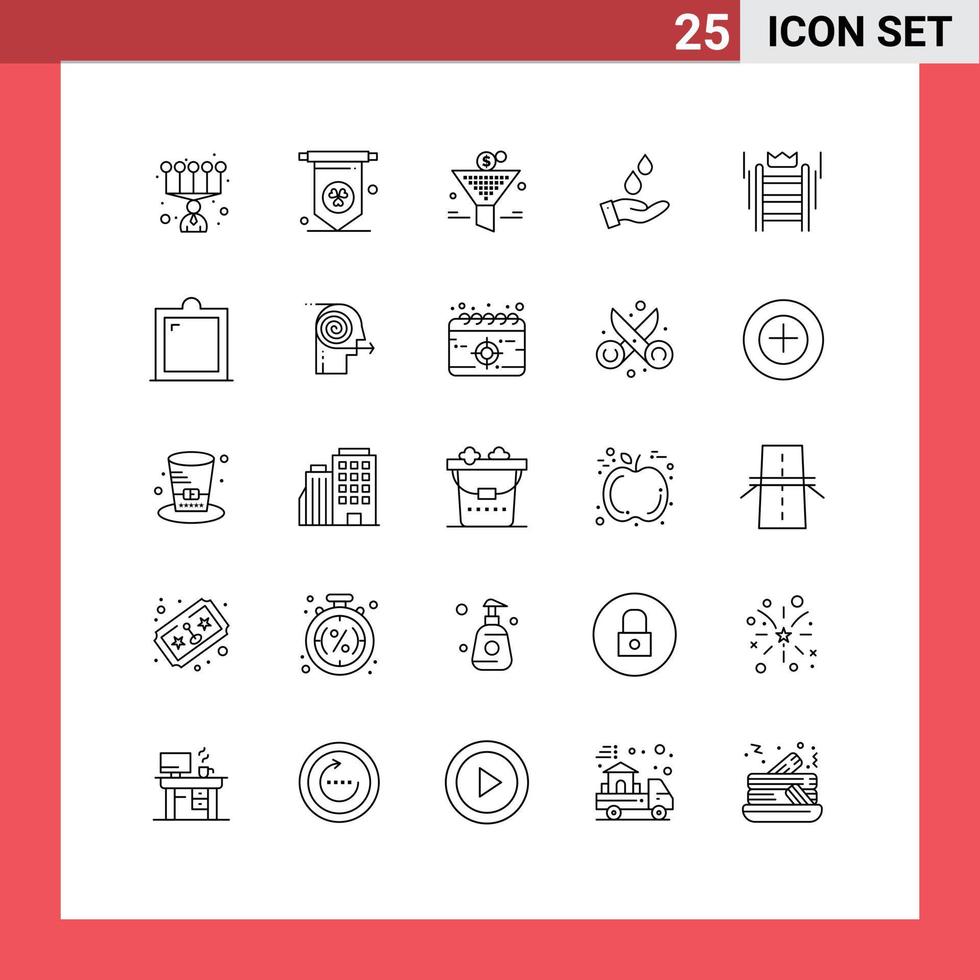 Modern Set of 25 Lines Pictograph of decor tool purified crown ladder Editable Vector Design Elements