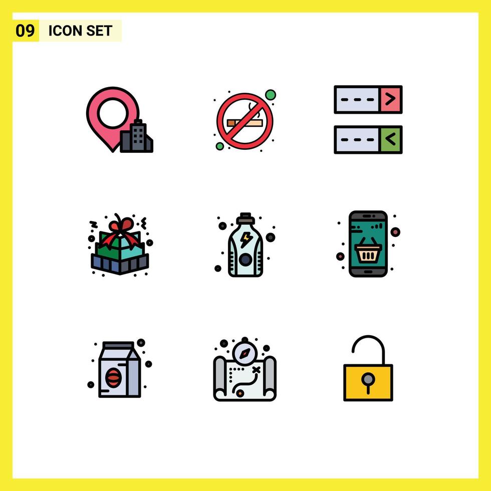 9 iconos creativos signos y símbolos modernos de salud dieta contraseña paquete de regalo regalo elementos de diseño vectorial editables vector