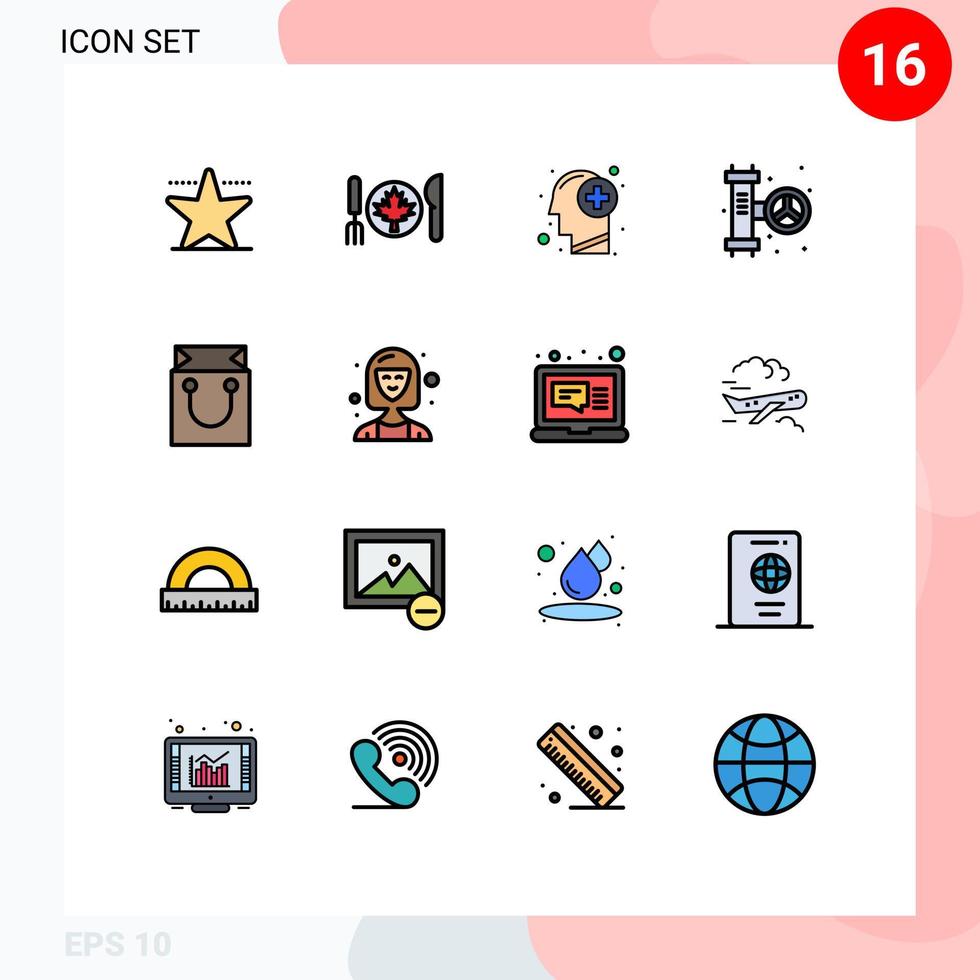 Pictogram Set of 16 Simple Flat Color Filled Lines of cart system healthy plumbing mechanical Editable Creative Vector Design Elements