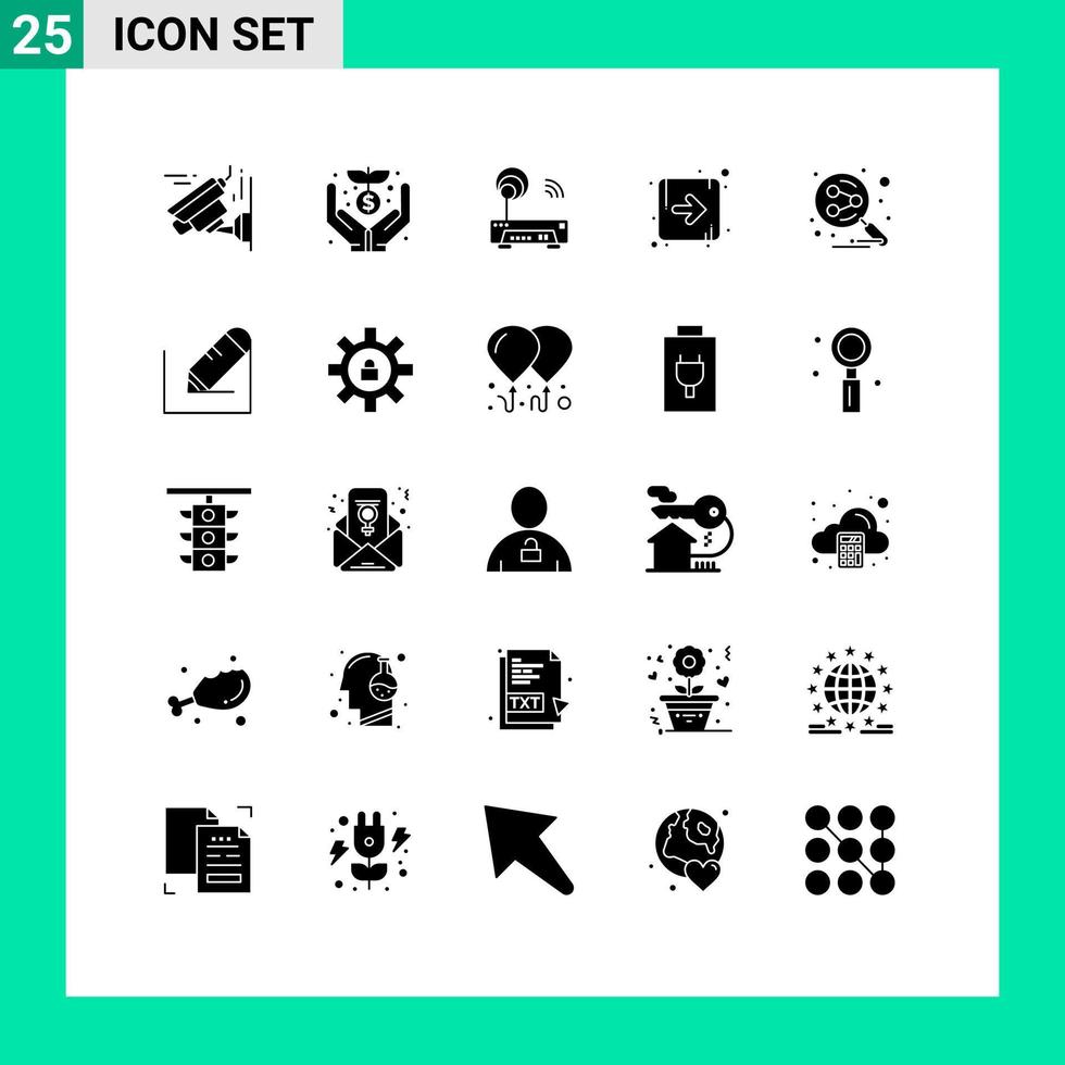 Stock Vector Icon Pack of 25 Line Signs and Symbols for search engine share electronic network direction Editable Vector Design Elements