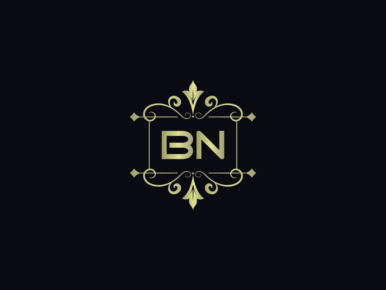 Letter Bn Logo Icon, Initial Bn Luxury Logo Letter Vector