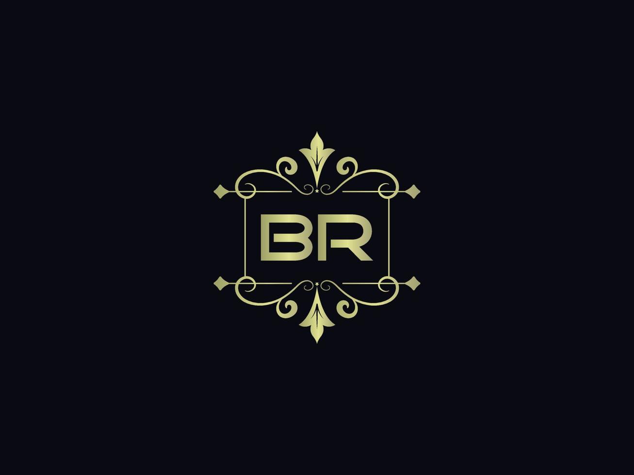 Letter Br Logo Icon, Initial Br Luxury Logo Letter Vector