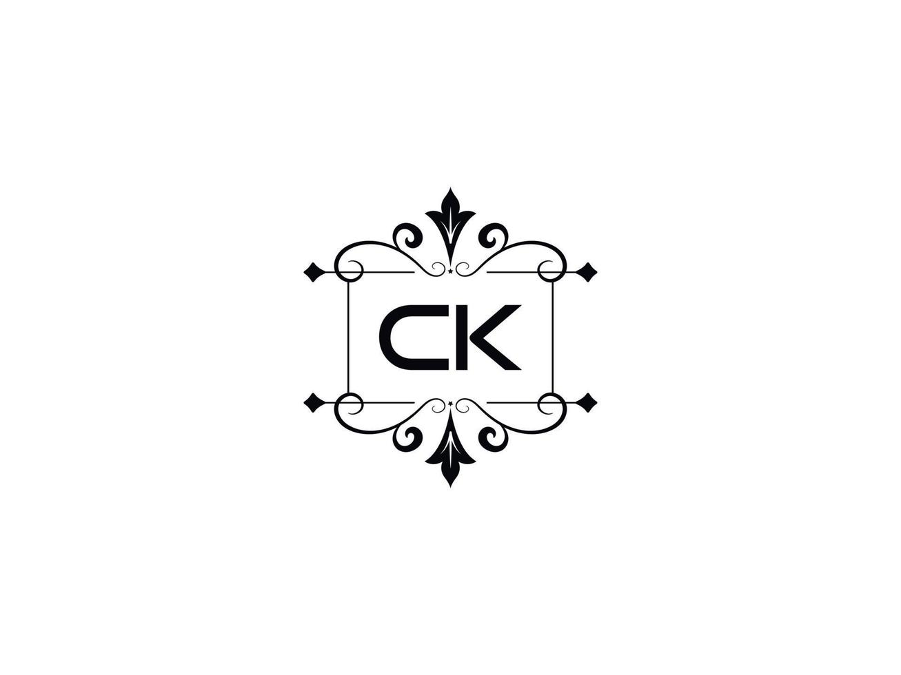 Creative Ck Logo Image, Monogram Ck Luxury Letter Design vector