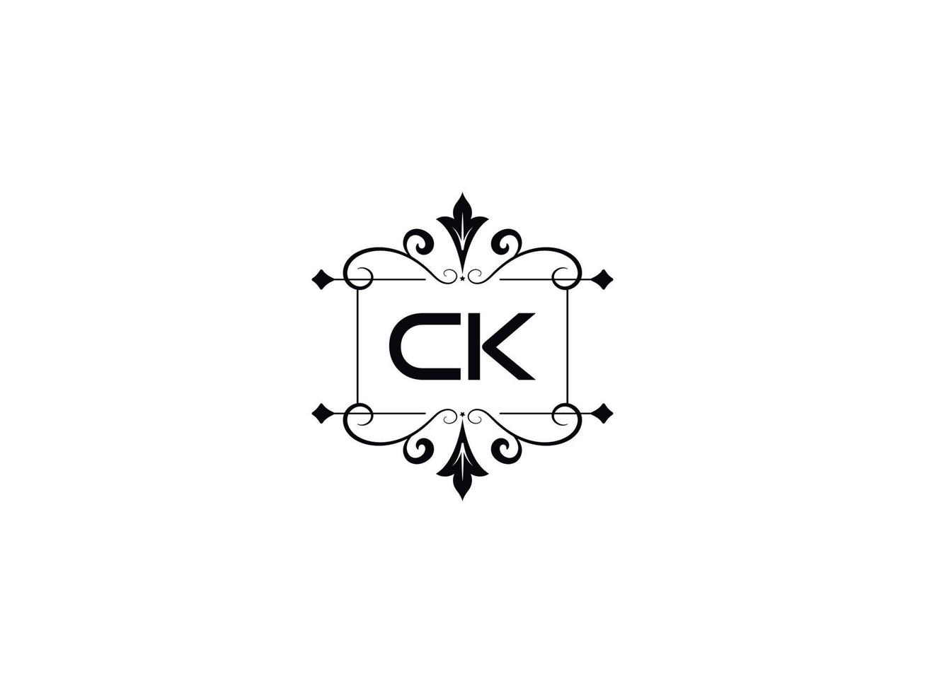 Creative Ck Logo Image, Monogram Ck Luxury Letter Design vector