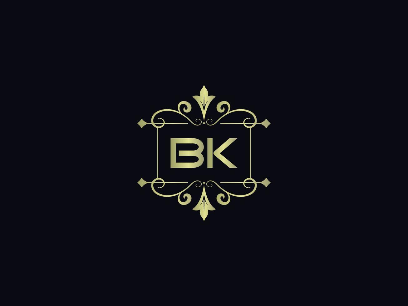 icono de logotipo de letra bk, vector de letra de logotipo de lujo bk inicial