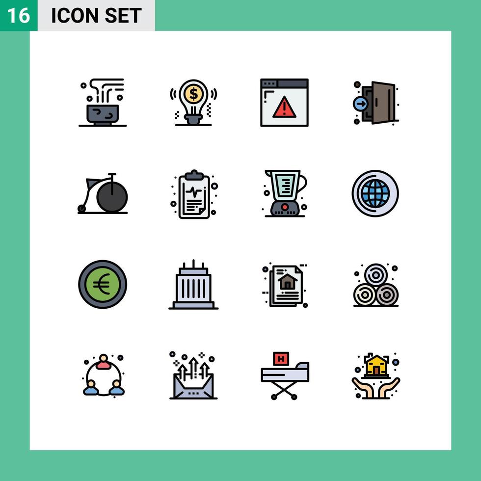 16 Universal Flat Color Filled Line Signs Symbols of hospital emergency dollar door web Editable Creative Vector Design Elements