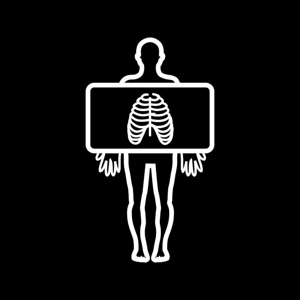 Chest X ray vector line icon