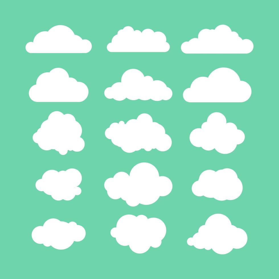 stock vector illustration set of flat clouds icon