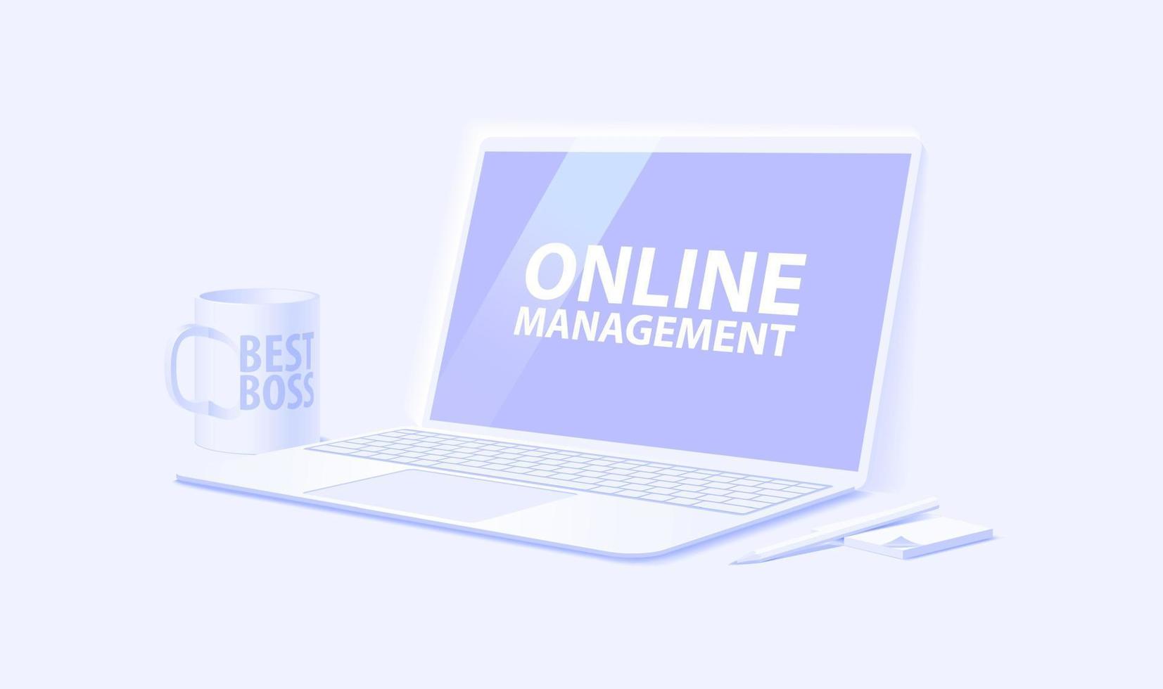 Horizontal banner on the topic of online business management. vector