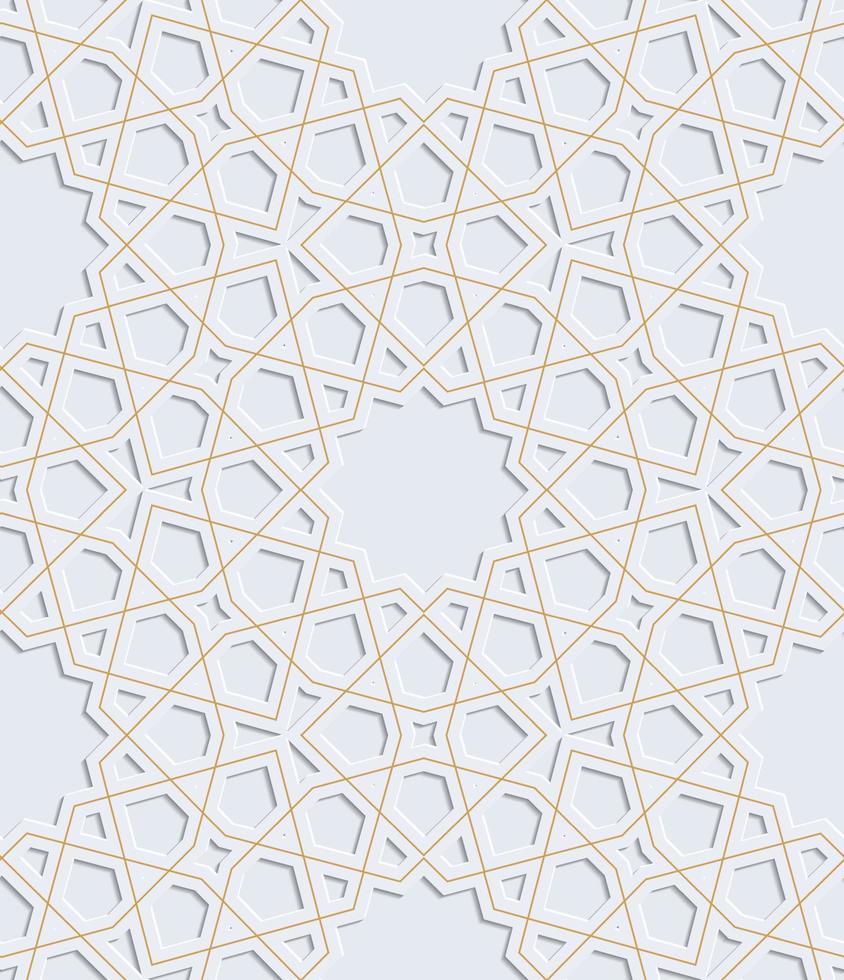 Embossed ornament. Arabic pattern. Gray with gold. vector