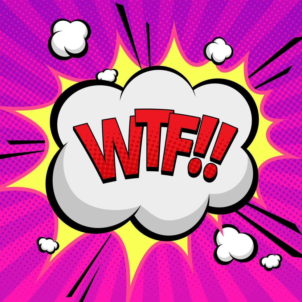 WTF lettering concept in pop art style for print and design. Vector illustration.