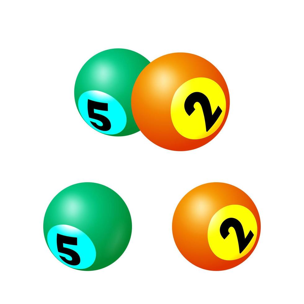 Set of billiard or bingo balls in realistic style for print and design. Vector illustration.