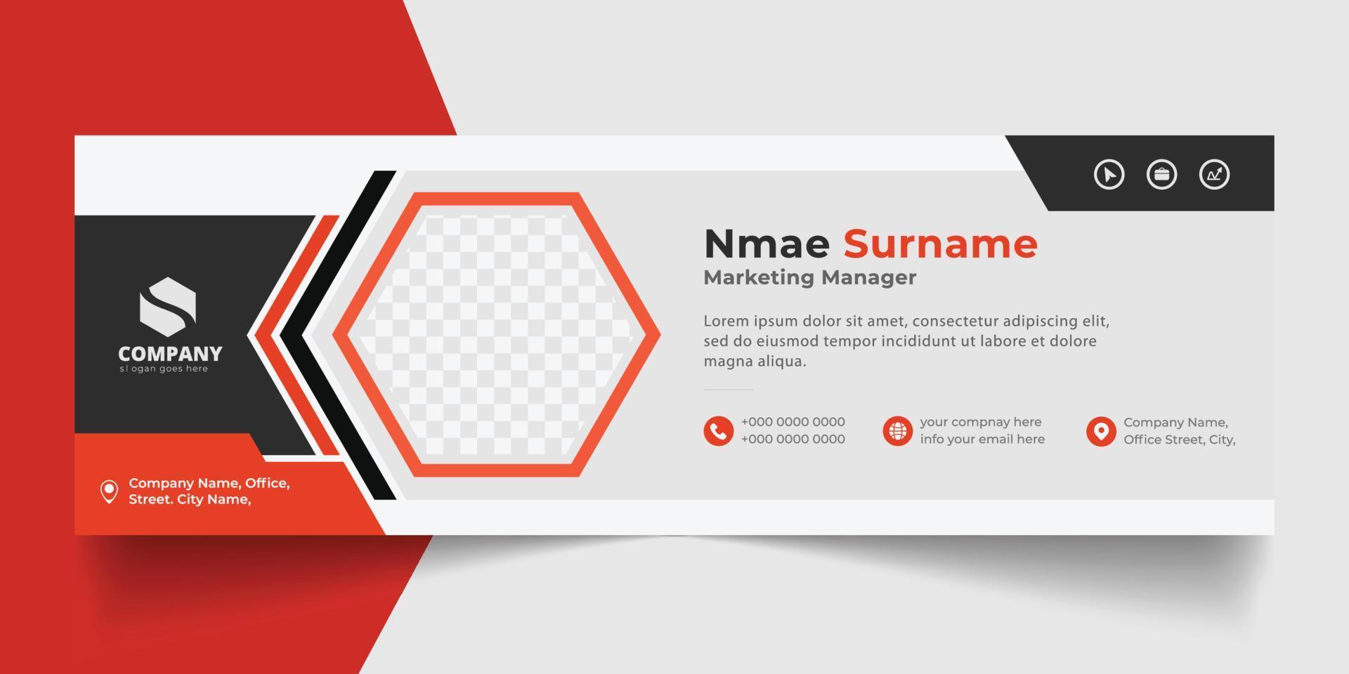 Corporate Email signature modern template design. Emailers personal business minimalist personal web social media banner. vector
