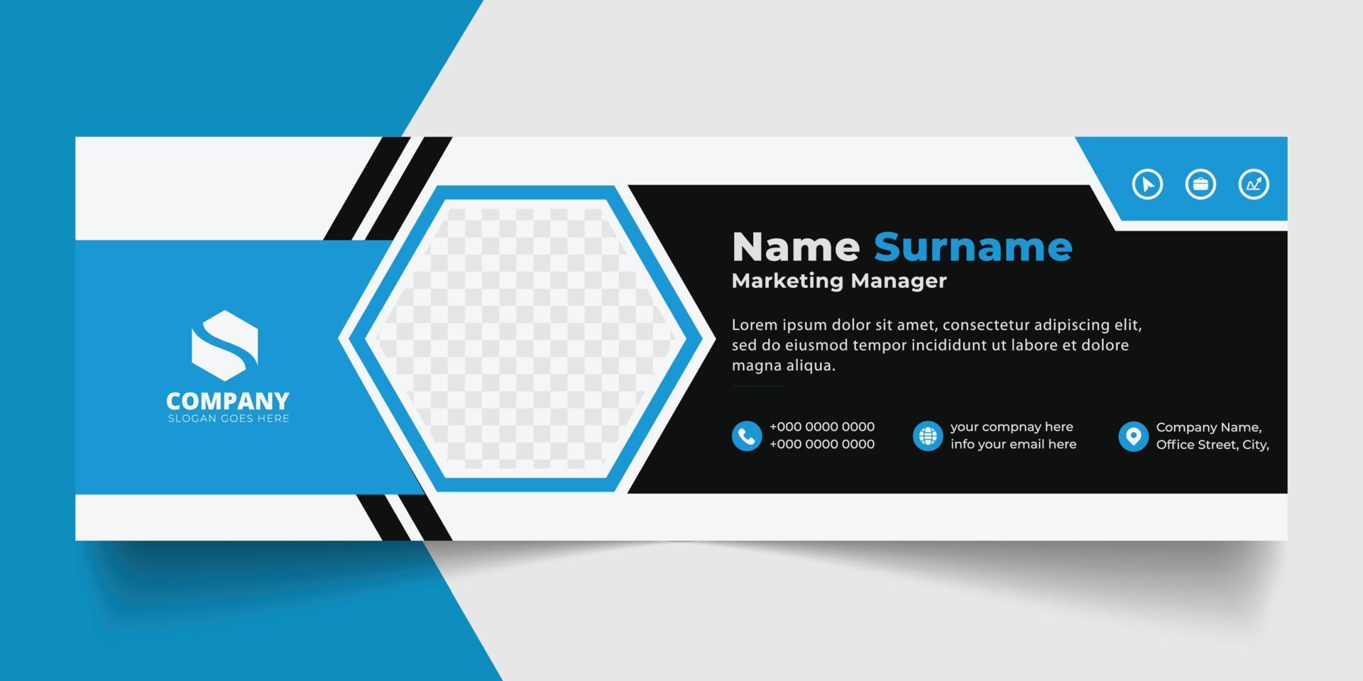 Corporate Email signature modern template design. Emailers personal business minimalist personal web social media banner. vector