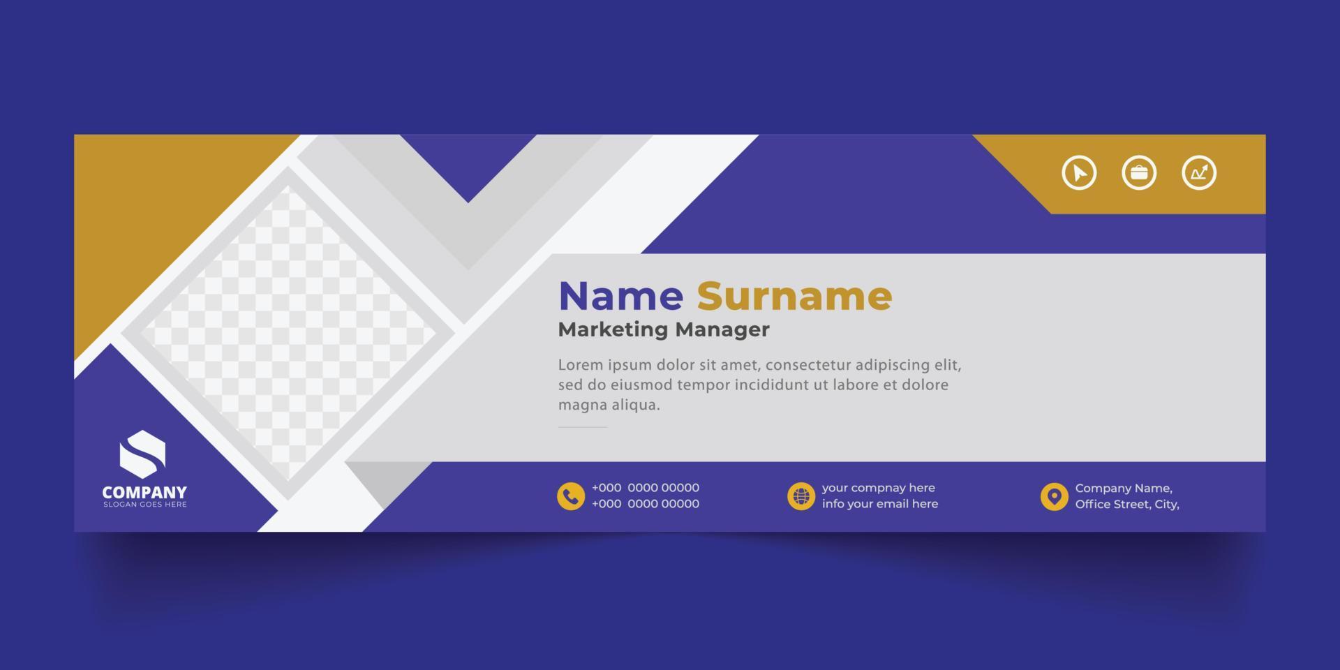 Corporate Email signature modern template design. Emailers personal business minimalist personal web social media banner. vector