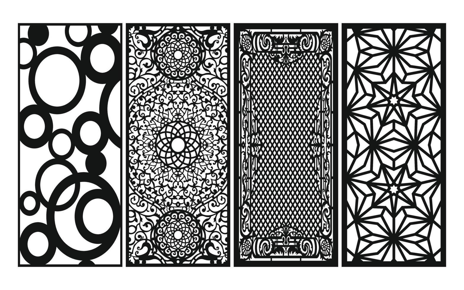 Decorative floral patterns, geometric template for cnc laser cutting vector