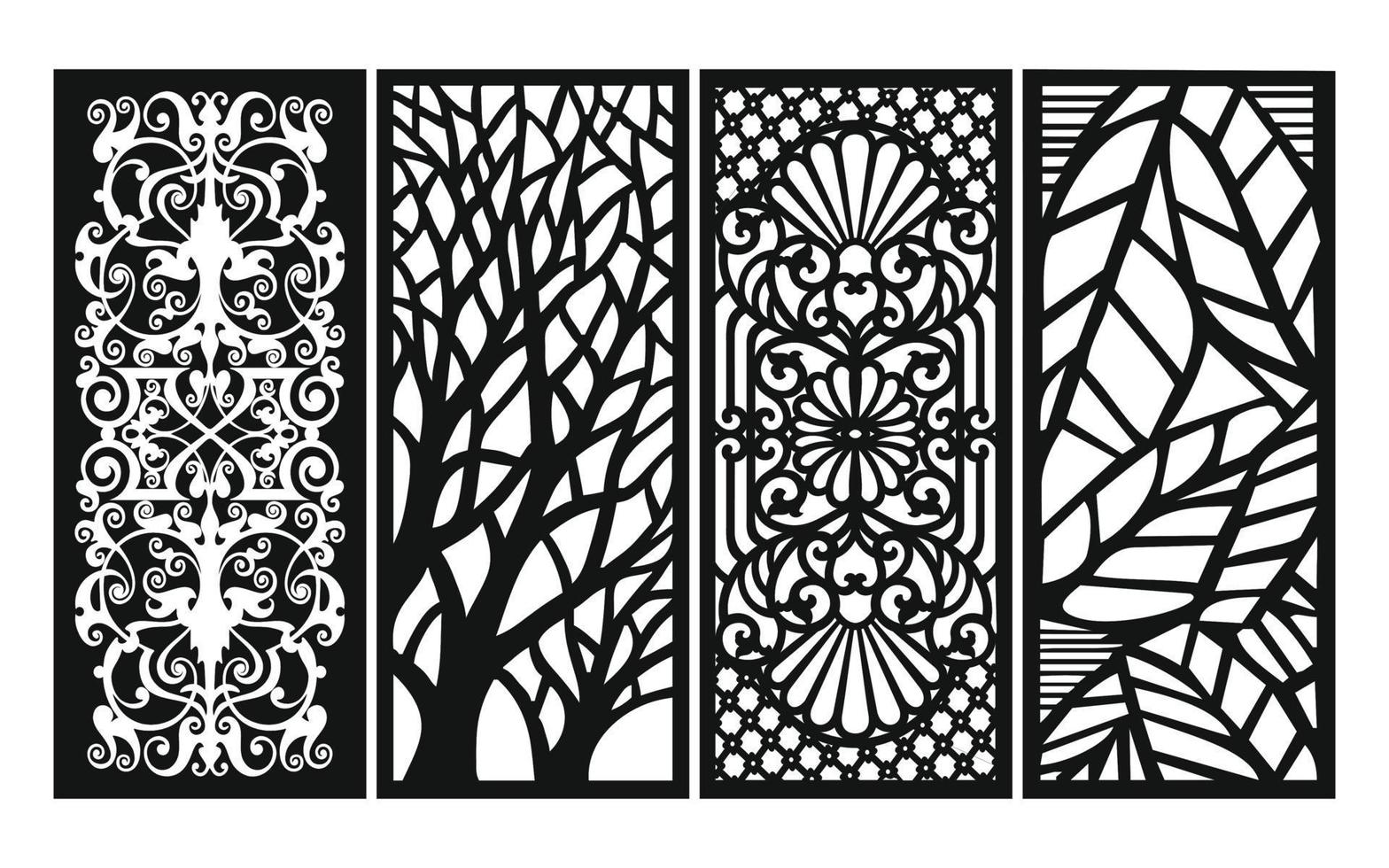 Decorative floral patterns, geometric template for cnc laser cutting vector