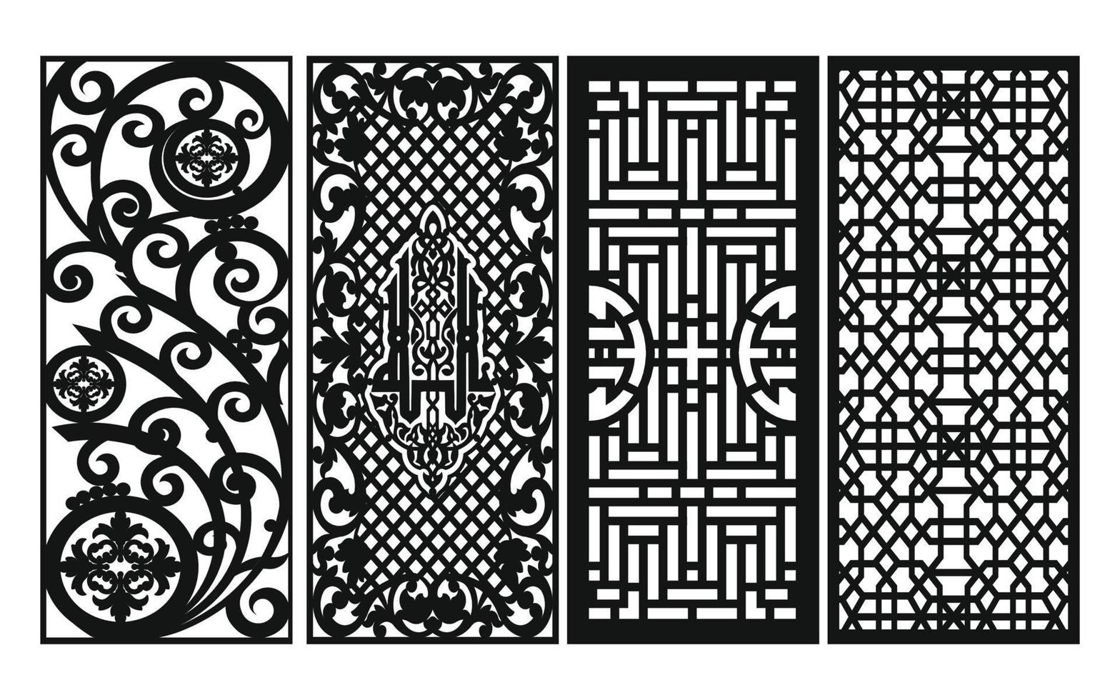 Decorative floral patterns, geometric template for cnc laser cutting vector