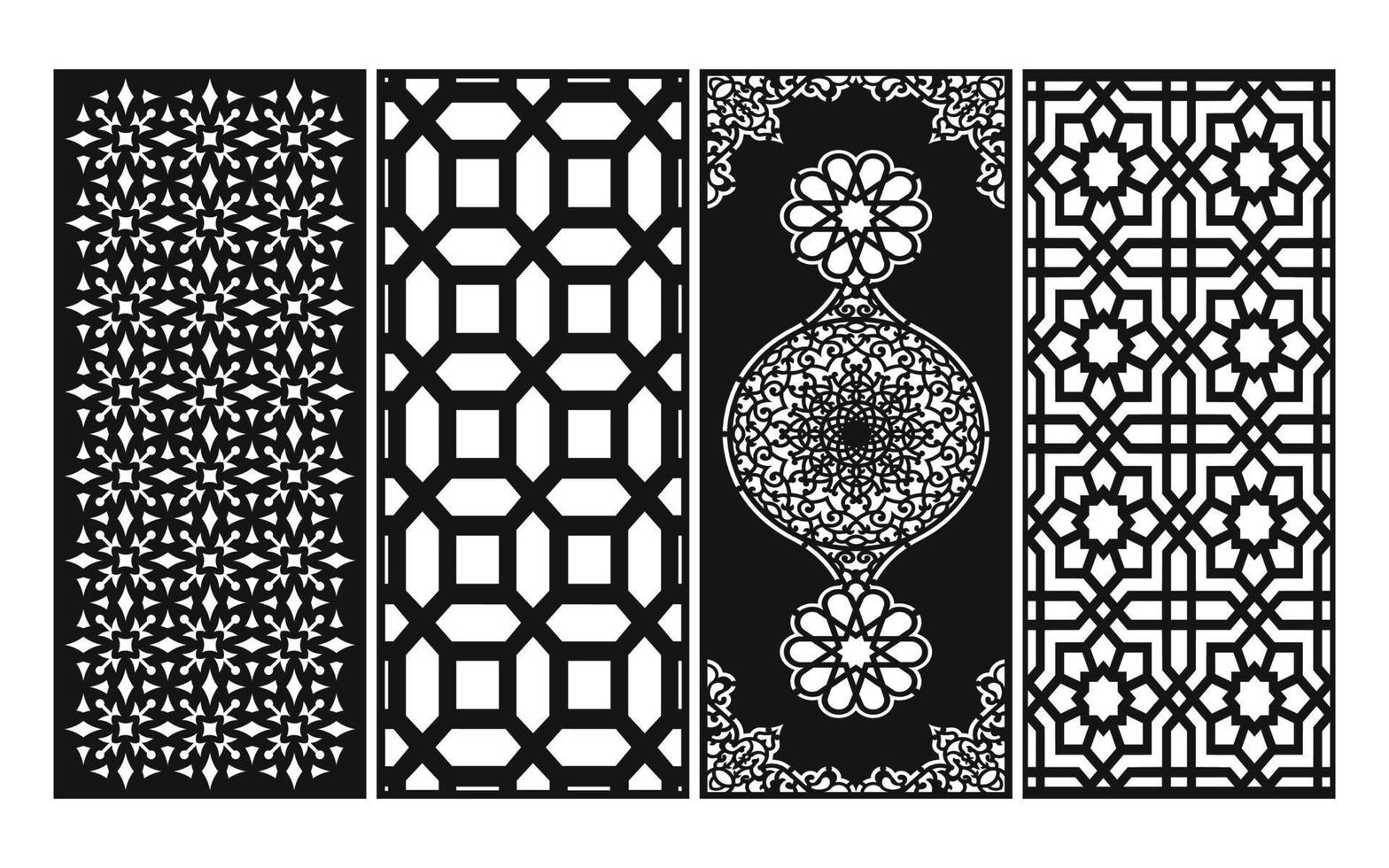 Decorative floral patterns, geometric template for cnc laser cutting vector