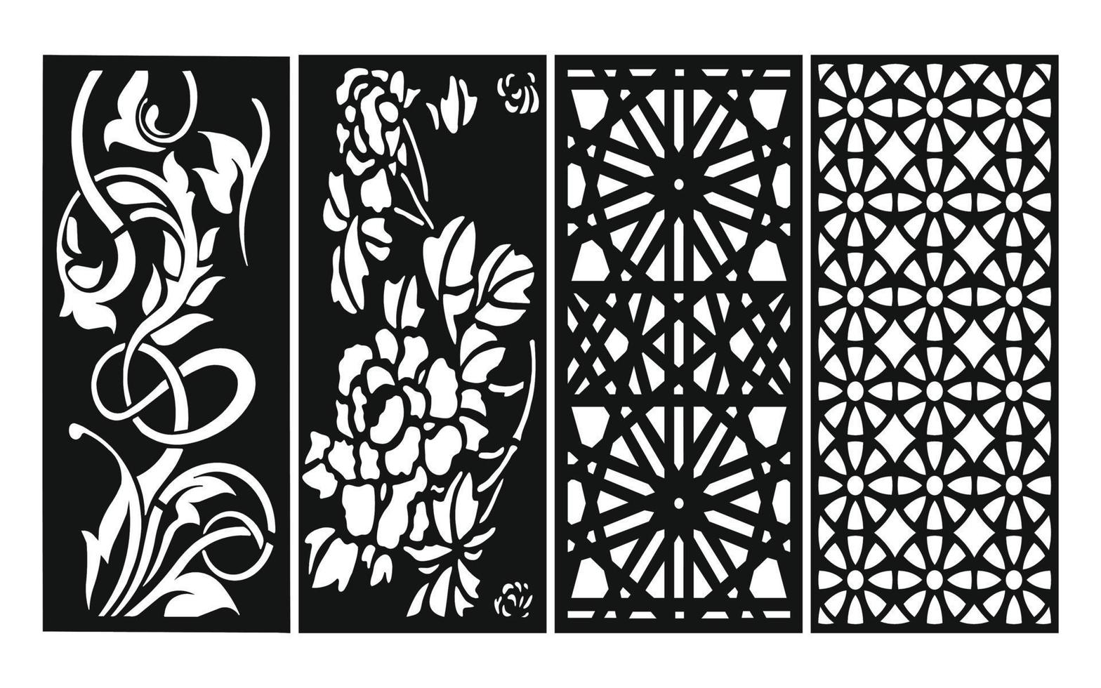 Decorative floral patterns, geometric template for cnc laser cutting vector