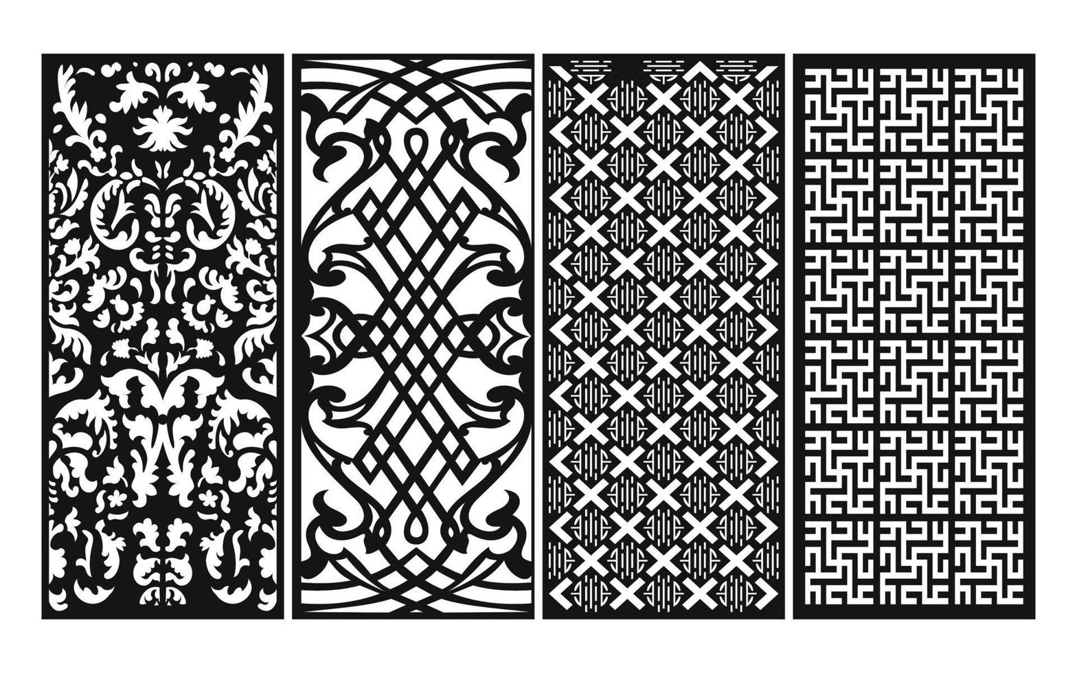 Decorative floral patterns, geometric template for cnc laser cutting vector