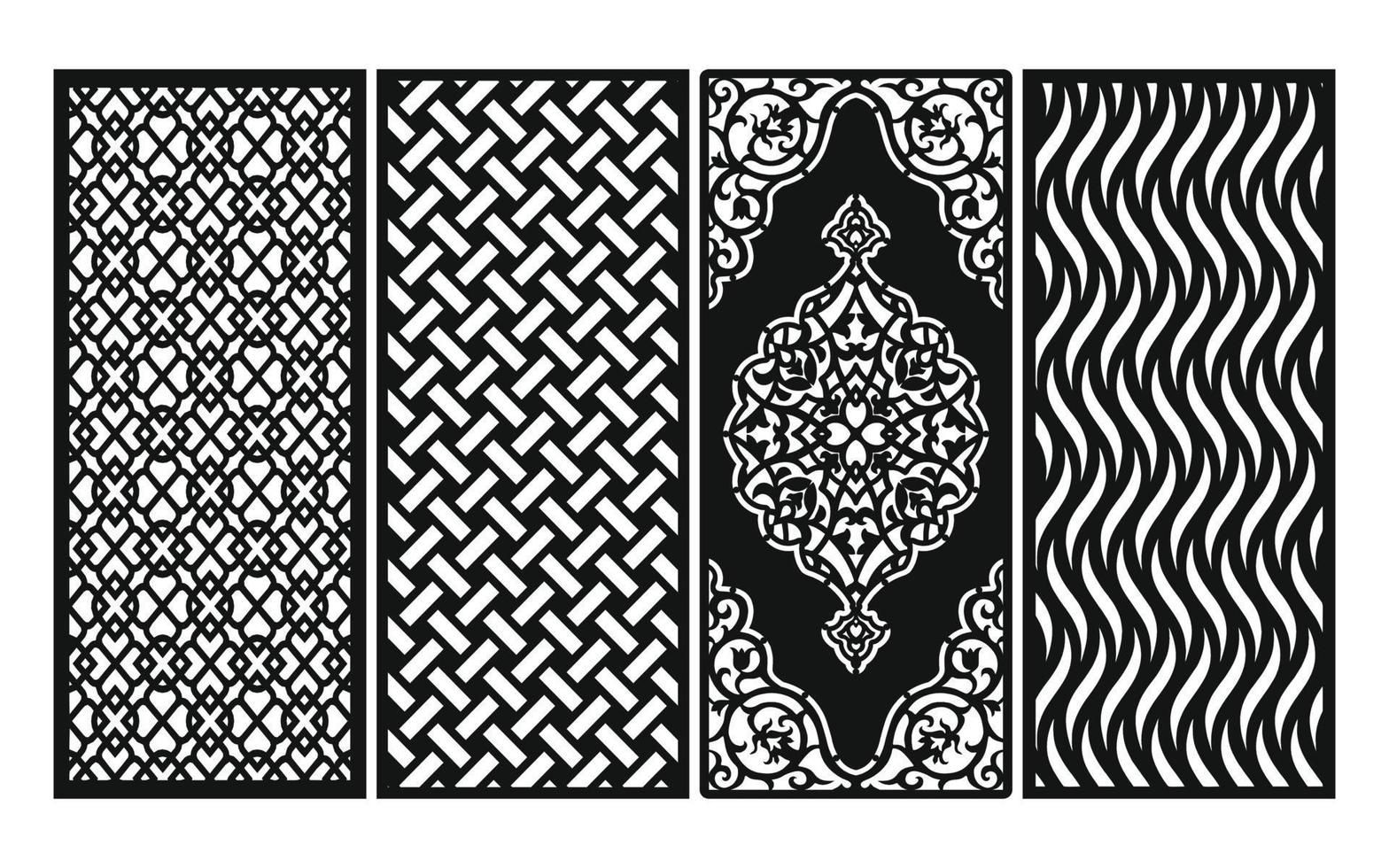Decorative floral patterns, geometric template for cnc laser cutting vector