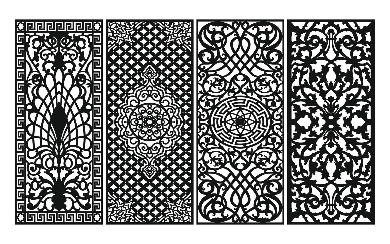 Decorative floral patterns, geometric template for cnc laser cutting vector
