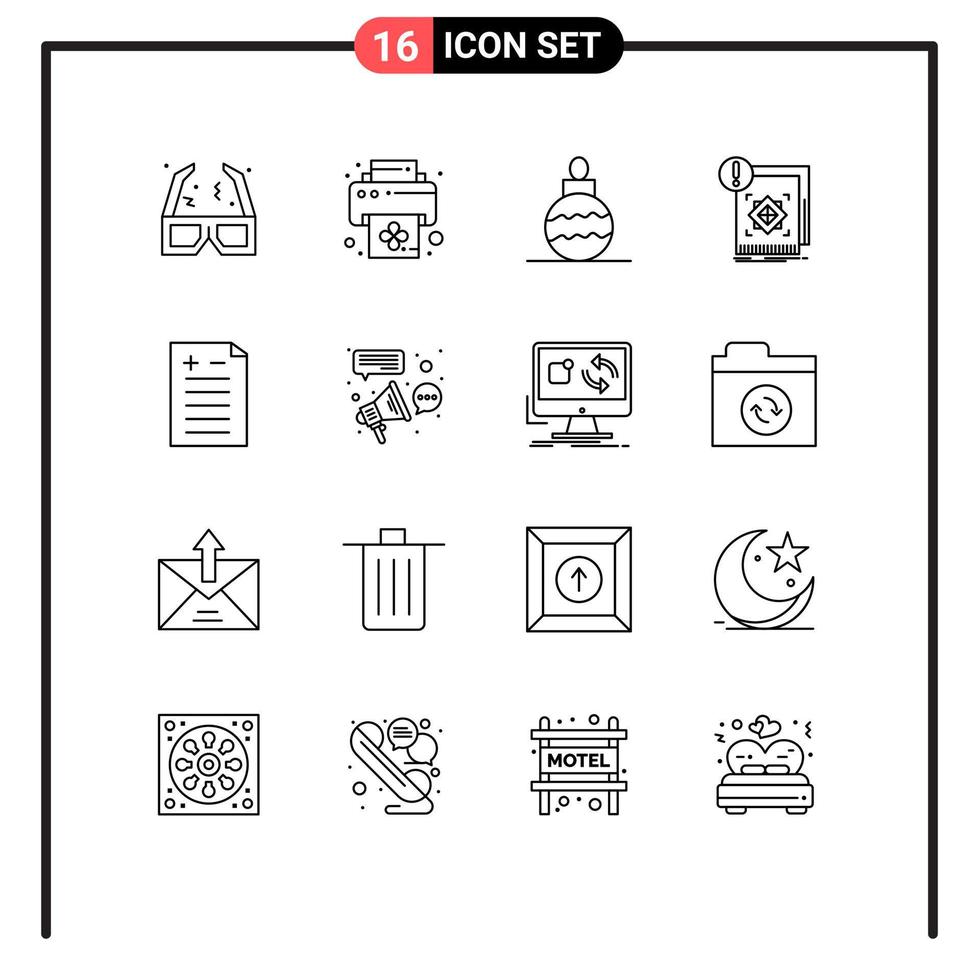 16 iconos creativos signos y símbolos modernos de comparación de prueba infraestructura de alerta de juguete elementos de diseño vectorial editables vector