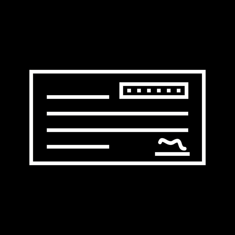 Beautiful Cheque Vector line icon