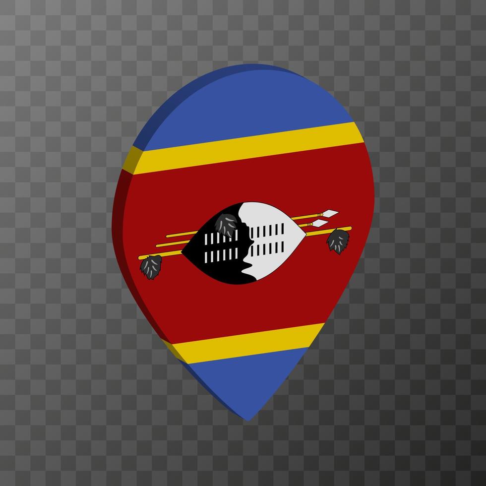 Map pointer with Eswatini flag. Vector illustration.