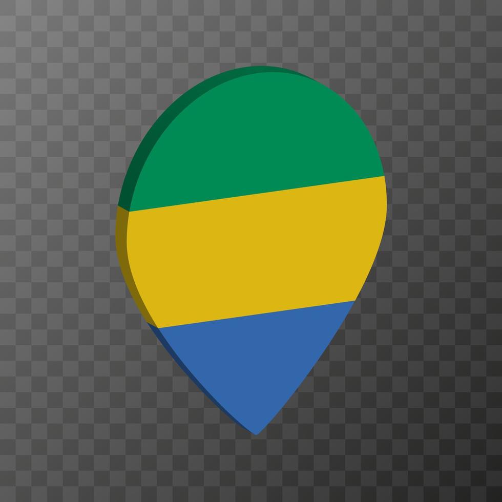 Map pointer with Gabon flag. Vector illustration.