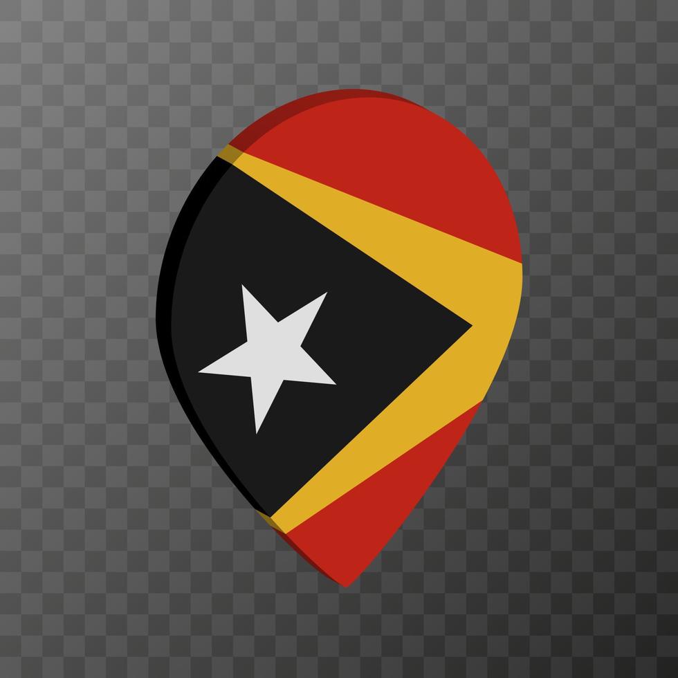 Map pointer with East Timor flag. Vector illustration.