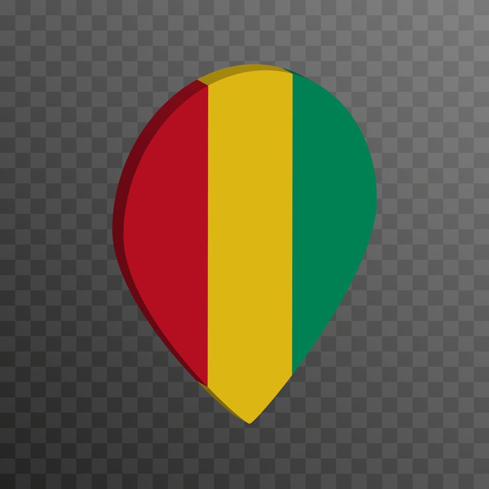 Map pointer with Guinea flag. Vector illustration.