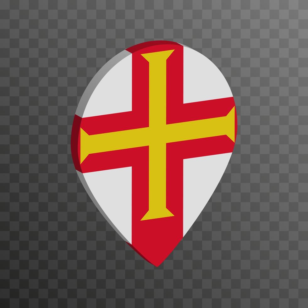 Map pointer with Guernsey flag. Vector illustration.