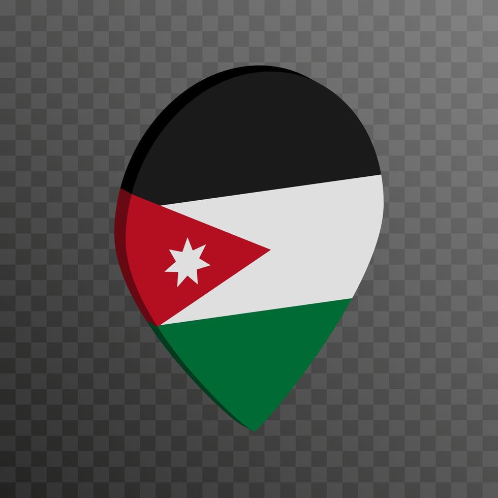 Map pointer with Jordan flag. Vector illustration.