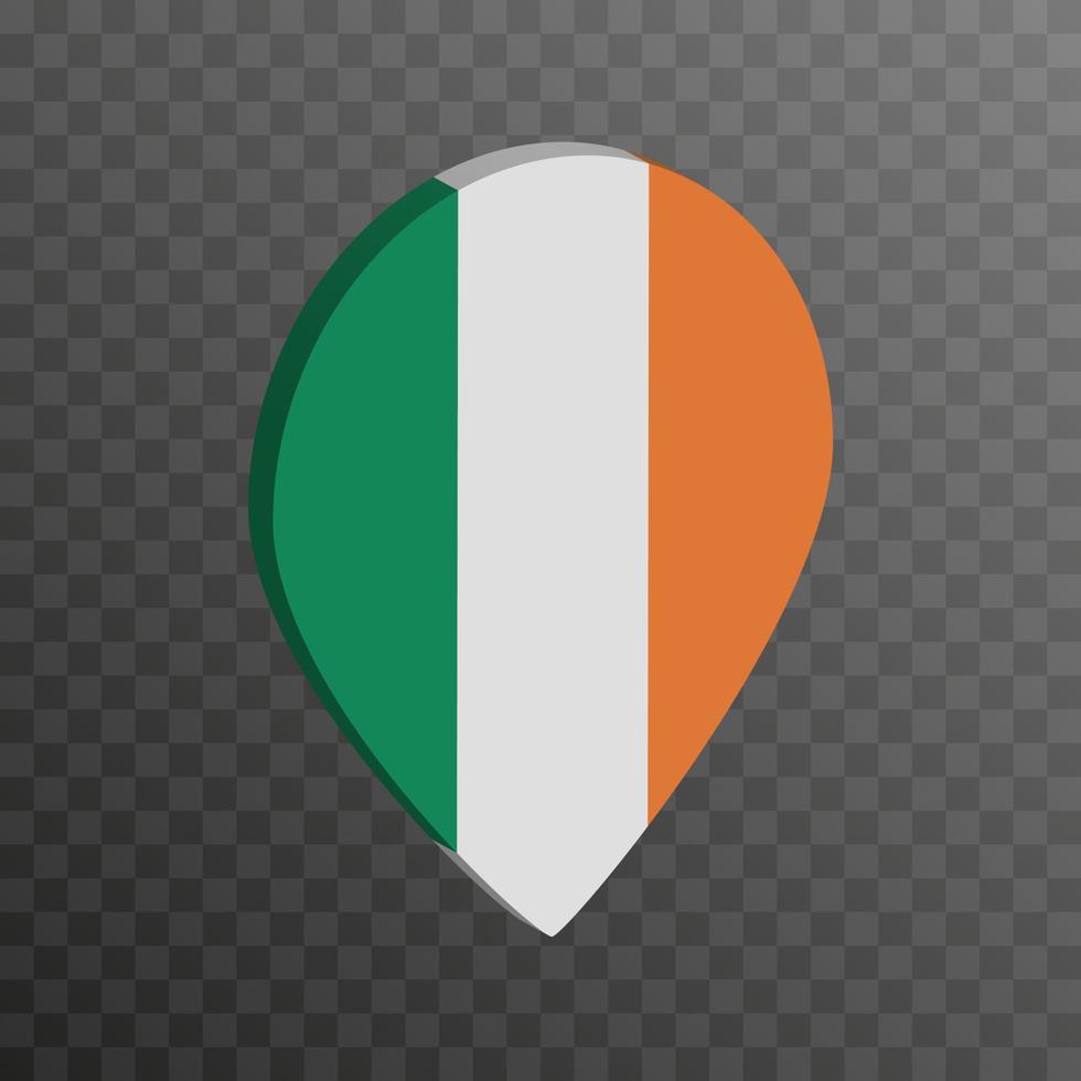 Map pointer with Ireland flag. Vector illustration.