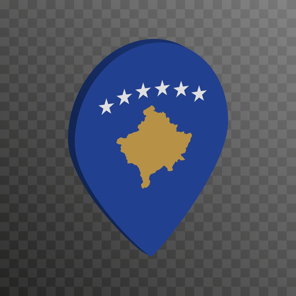 Map pointer with Kosovo flag. Vector illustration.