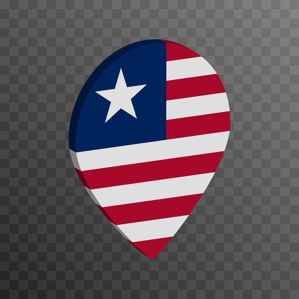 Map pointer with Liberia flag. Vector illustration.