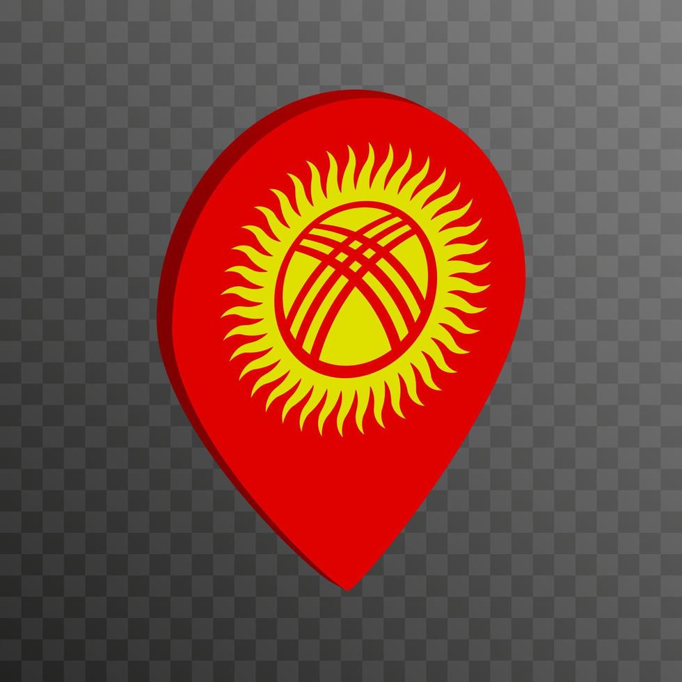 Map pointer with Kyrgyzstan flag. Vector illustration.